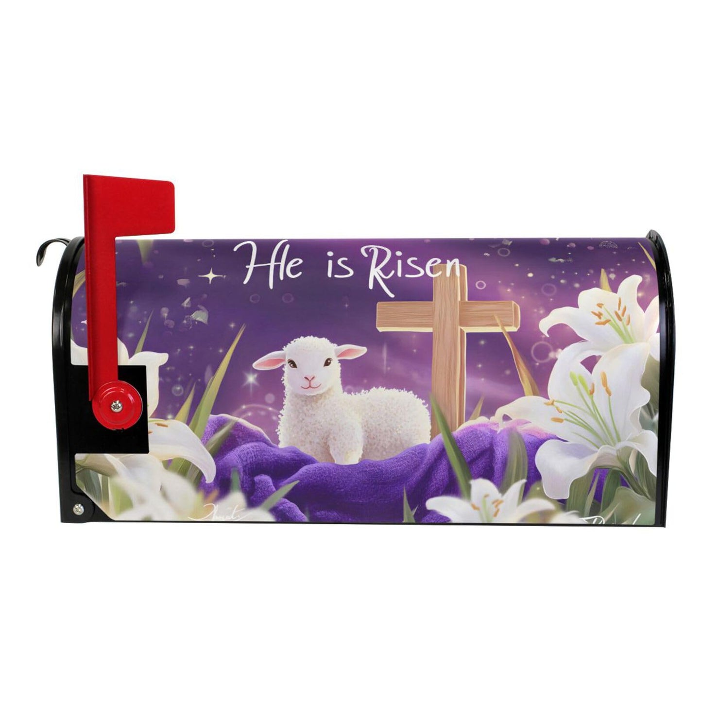 ALAZA He is Risen Easter Lily Flowers02 Magnetic Mailbox Cover MailWraps Garden Yard Home Decor for Outside Oversized-25.5" x20.8"