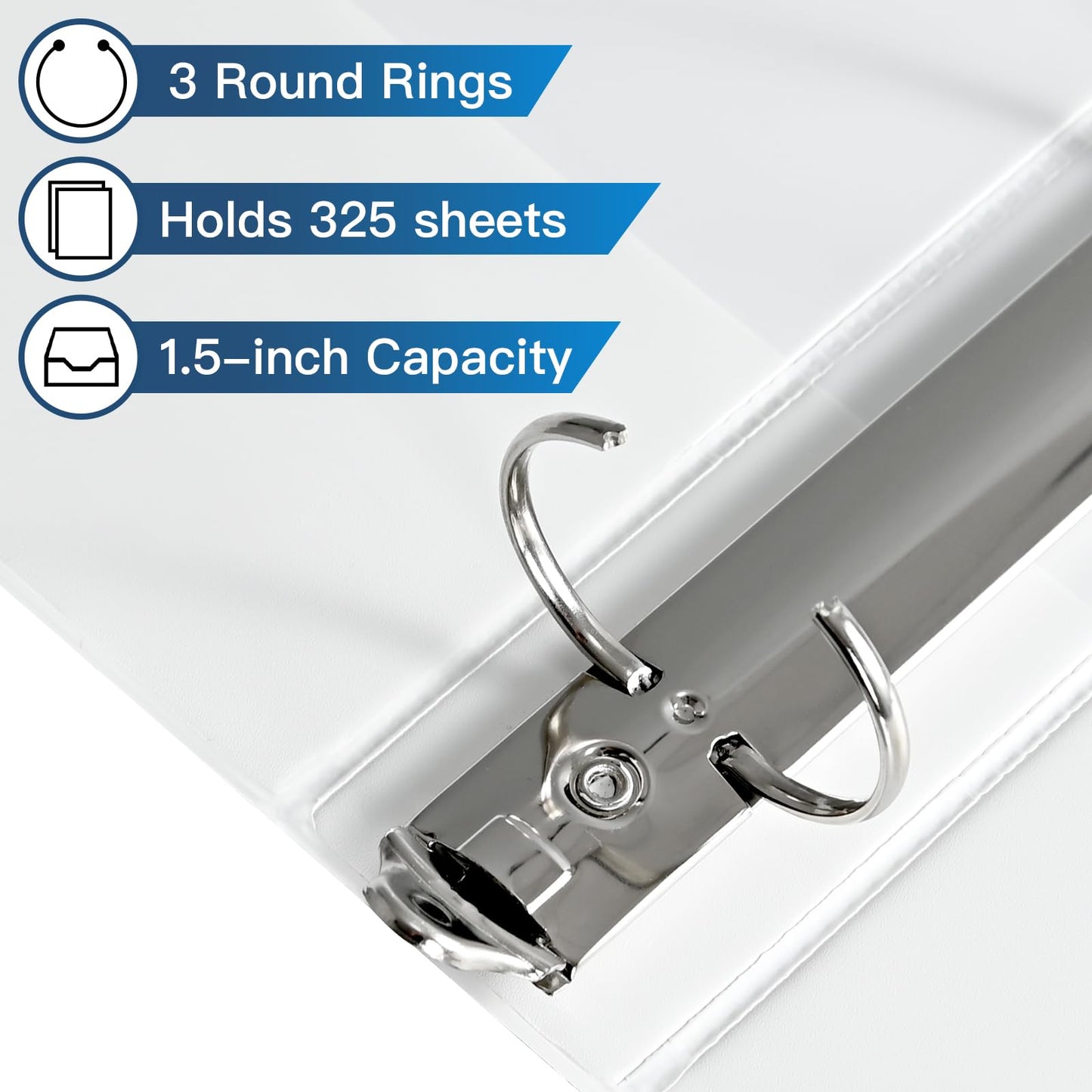 SUIN 1.5-Inch 3-Ring Binders with 2 Interior Pockets, Premium Clear View Presentation Binder Holds 325 Sheets Letter Size, Office School Home,6 Pack