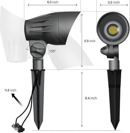 VENUS MANUFACTURING 16 Pack Low Voltage Landscape Flood Light 5 Watt LED Outdoor Landscape Lighting Kits 400 Lumen Black Waterproof Spotlights 12V 2700K Warm White Metal Tree Lights for Garden & Yard