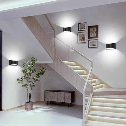 4 Pack Black Modern LED Wall Sconces, 6000K Cool White Hardwired Interior Wall Lights Up and Down Wall Mount Light for Bedroom,Living Room, Hallway(with G9 Bulbs)