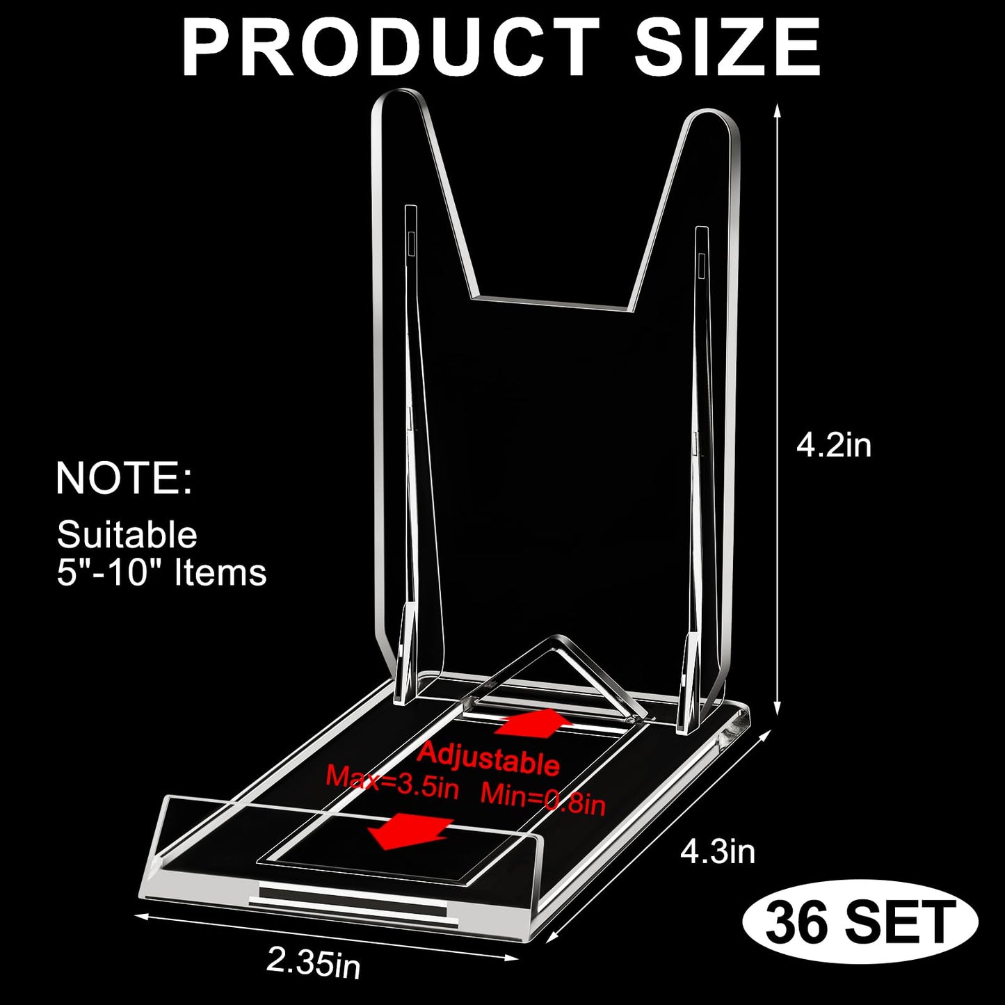 Memorywuu 36 Pack Acrylic Book Stand for Display Adjustable Clear Display Holder Easel Collector Stand for Home Office Back to School Comic Album CD Magazine Postcard Artworks (4.2 x 4.3 x 2.35 Inch)