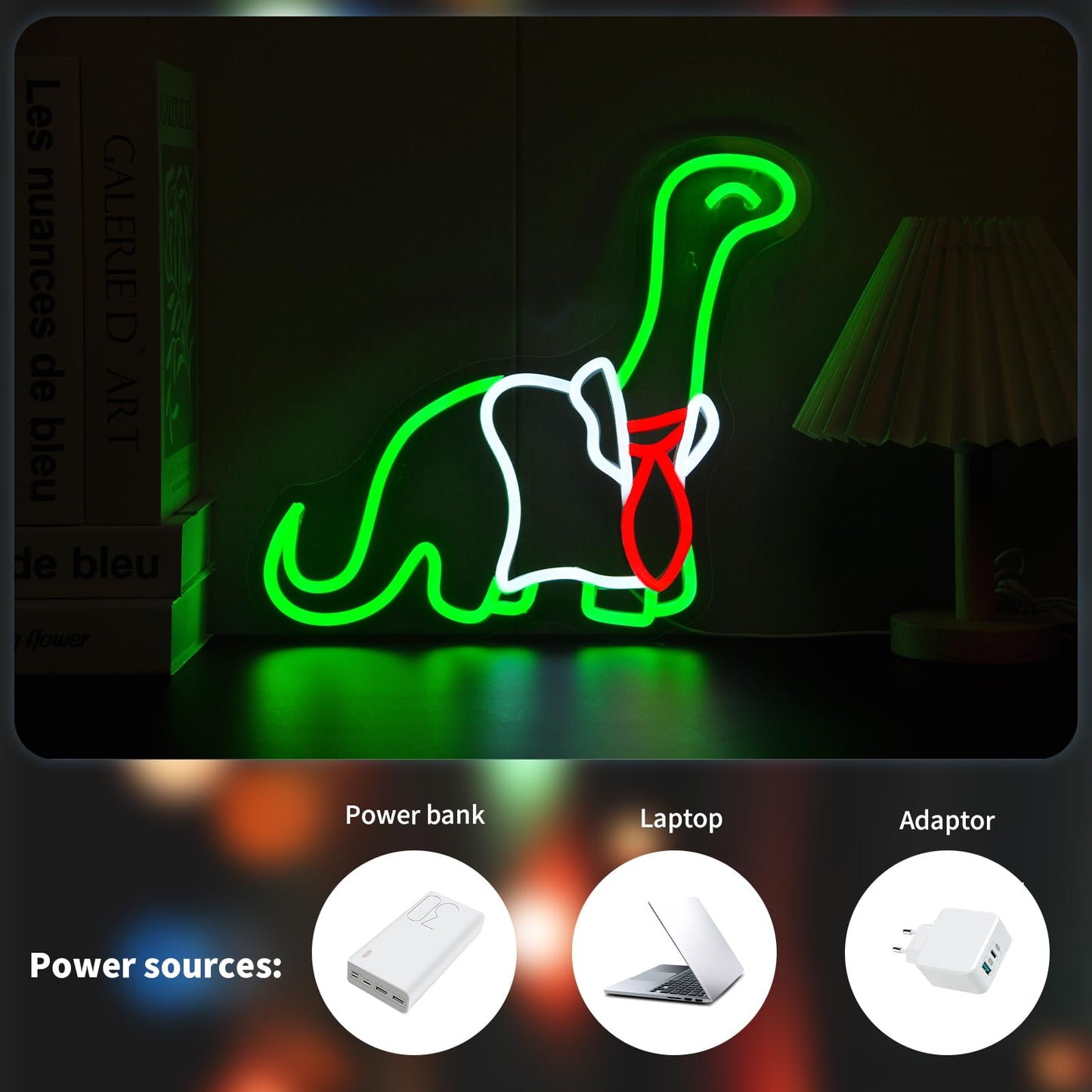 Qetibwk Dinosaur Neon Sign for Wall Decor Led Neon Signs Light Up Sign Room Decor Neon Lights Sign USB Powered
