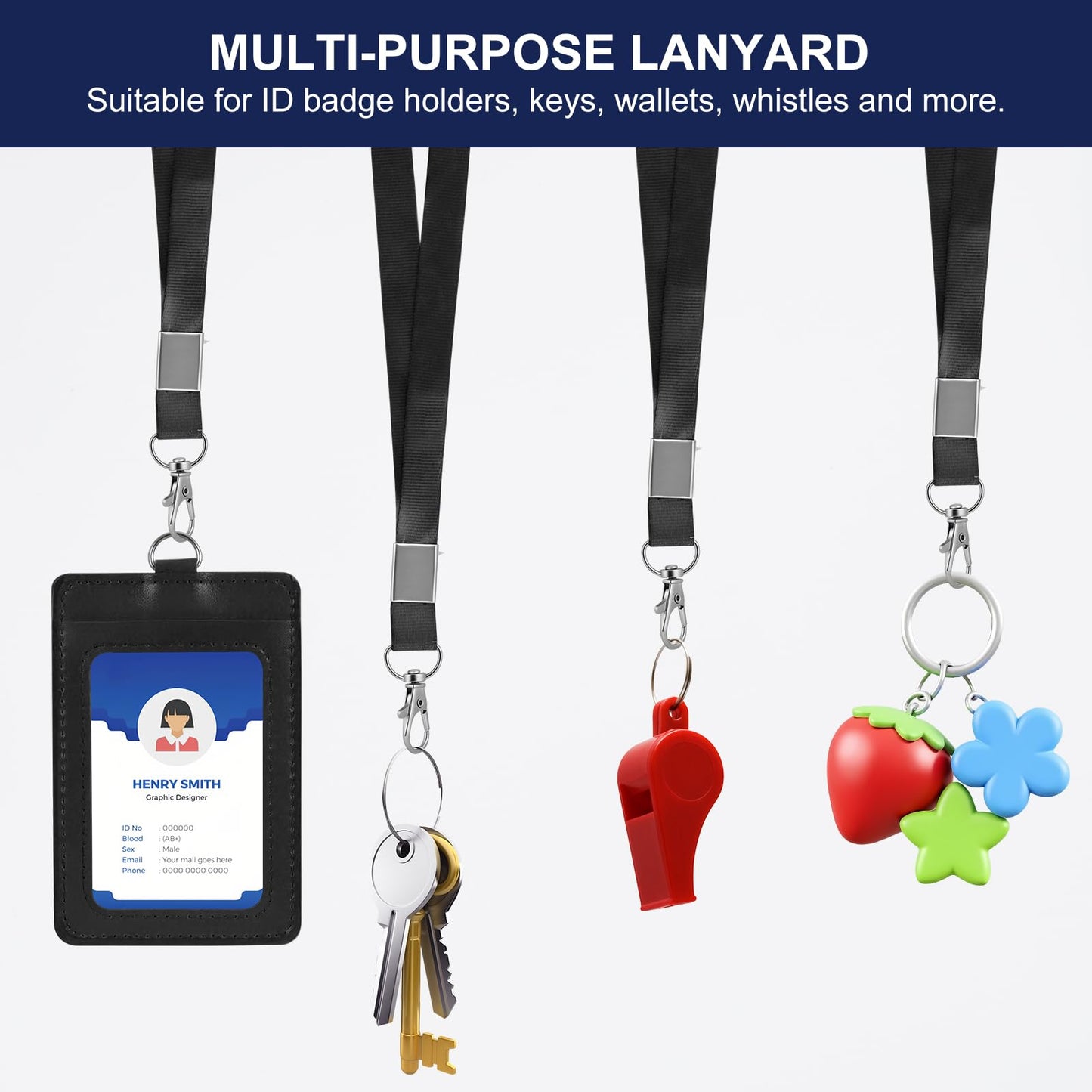 10Pcs PU Leather Badge Holder with Lanyard Vertical ID Badge Name Card Holder with Black Lanyards for School Office Team Workers Employees Staff Doctor Nurse Teacher