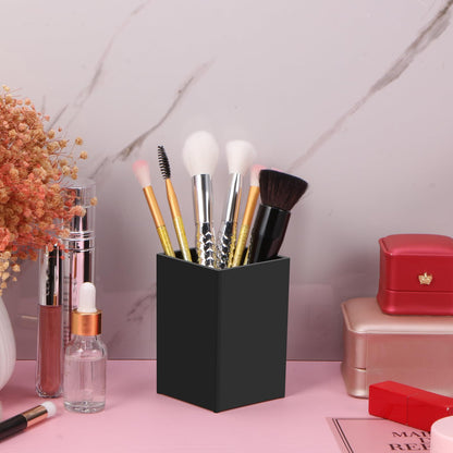 AFOROEOA 10Pack Black Acrylic Pen Holder, Desktop Pencil Organizer Makeup Brush Holder Acrylic Pencil Cup Stationery Pencil Holder for Desk Office Pen Organizer