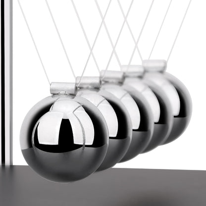 SEVNPRIME 5 Large Beads Newton's Cradle Balance Balls Desk Toys Office Decorations with Black Wooden Base Desk Balance Balls Fun Science Physics Toys for Office/Bedroom/Living Room