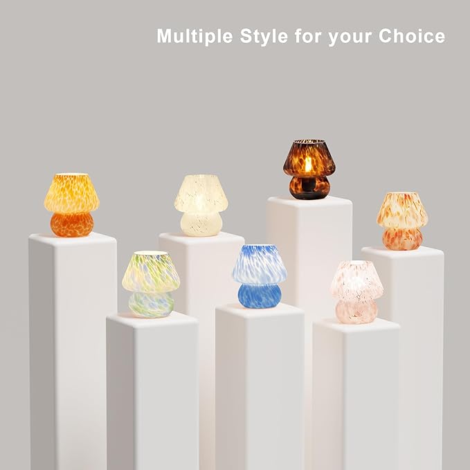 Mushroom Lamp Table Lamp for Bedroom,Small Desk Bedside Lamps for Living Room,Mushroom Decor Cute Mini Modern Mid Century Lamps for Night Stands,Aesthetic Home Living Room Decor(Flame Orange)