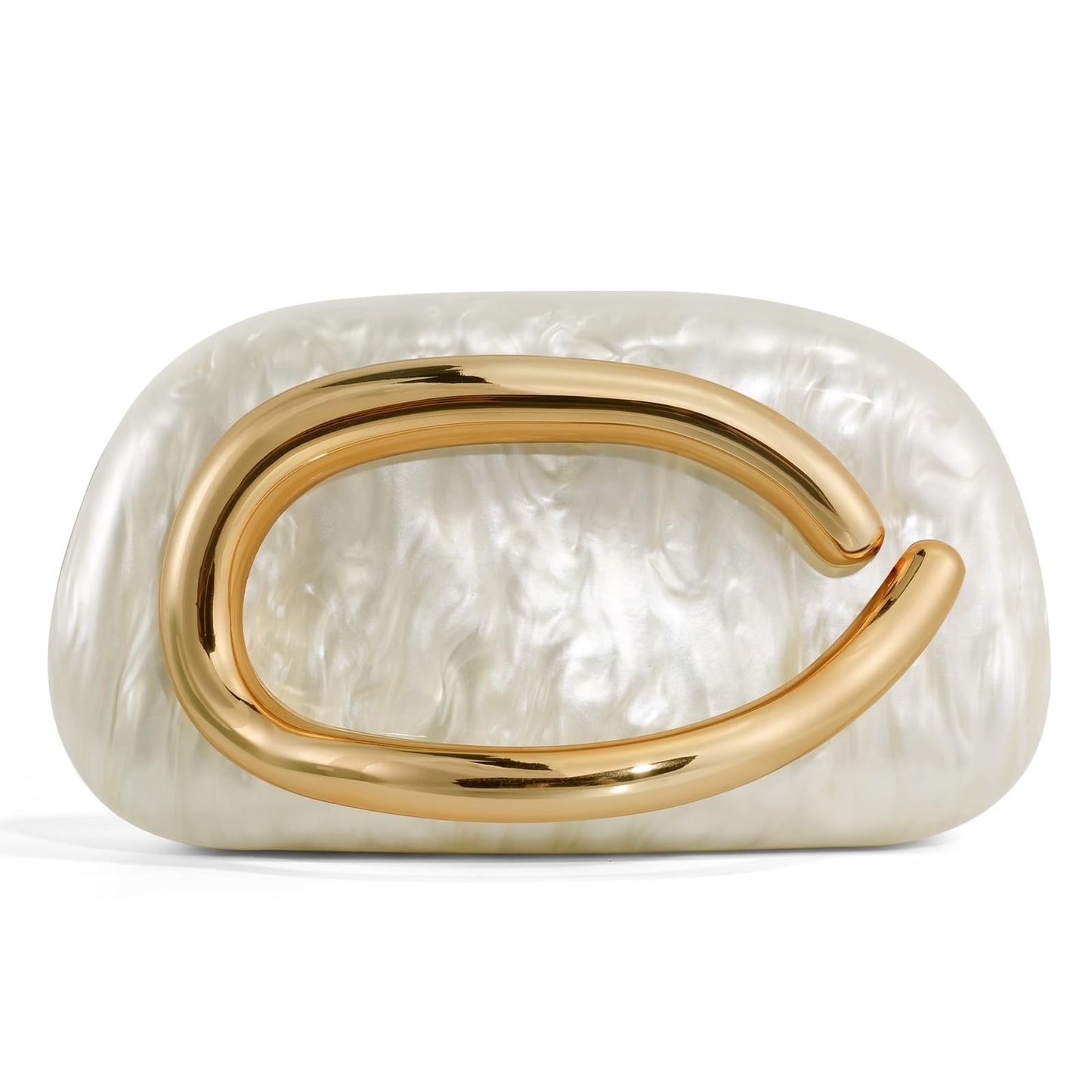 NEWROGENG Clutch Purses for Women Formal, Marble Acrylic Evening Bags with Chain, Trendy Metal Handle Purses and Handbags 2025, Marble White