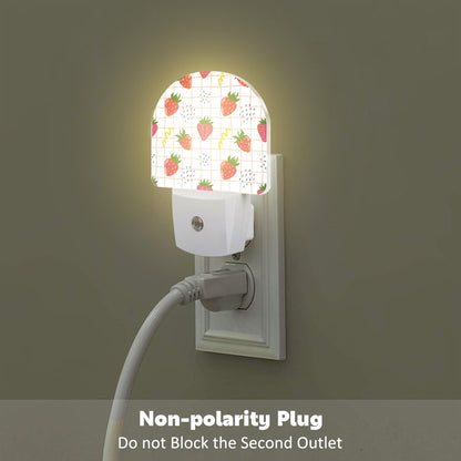sndheke Cute Red Strawberries Night Light Plug into Wall, Abstract Funny Fruits Dusk to Dawn Night Light Plug in,0.5w Energy Saving Sleep Friendly NightLight for Kids Boys Girls Home Decor