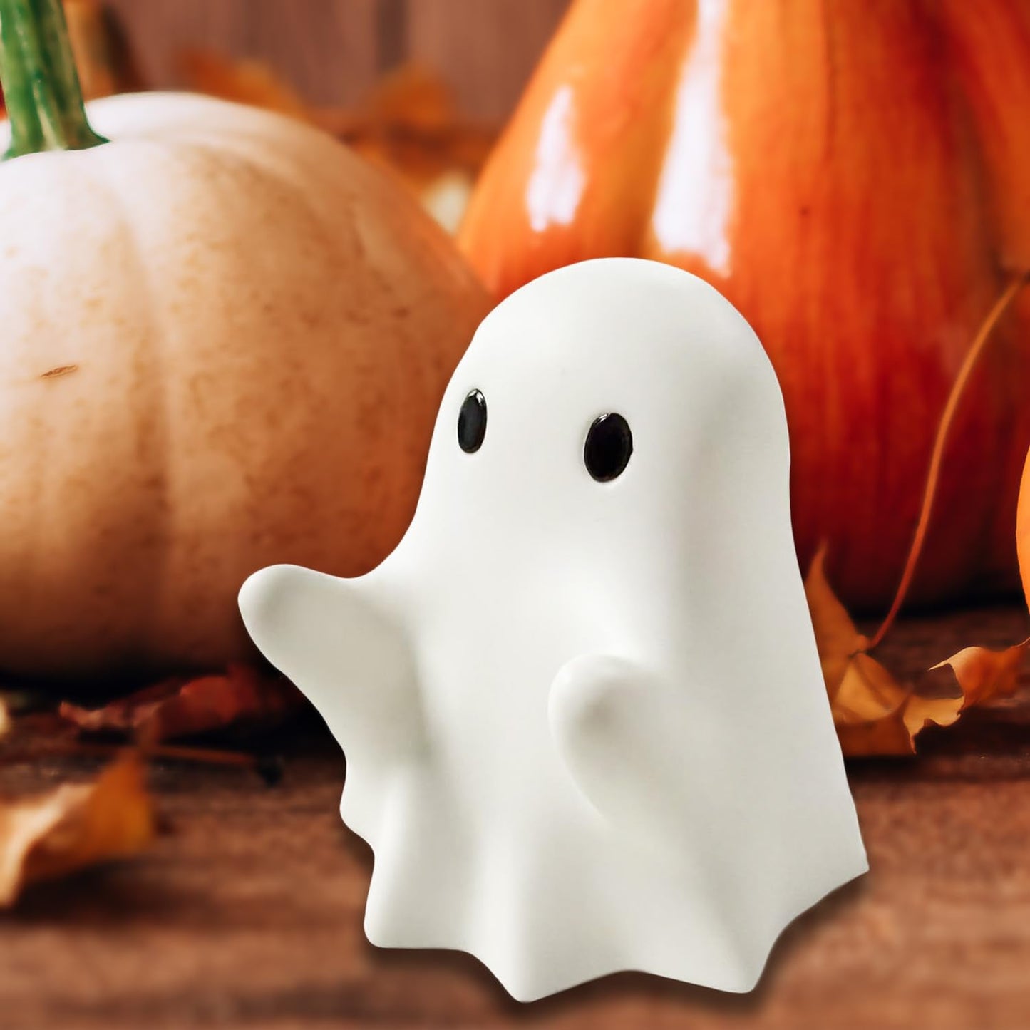 BHOOKA Halloween Finger Ghost Figurine Cute Cartoon Spooky Resin Middle Finger Statue Decor Halloween Ghost Sculpture Tabletop Ornament for Holiday Desk Bookshelf Art Display Supply