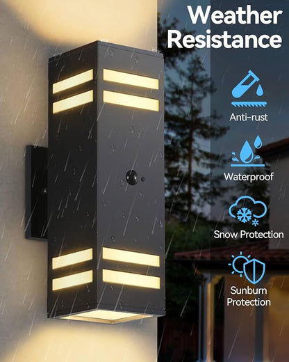 Motion Sensor Outdoor Lights, Modern Outdoor Wall Lights with E26 Base, Black Motion Detector Lights for Outside, Waterproof Sconce Exterior Lights for House Porch Front Door, Bulbs Included