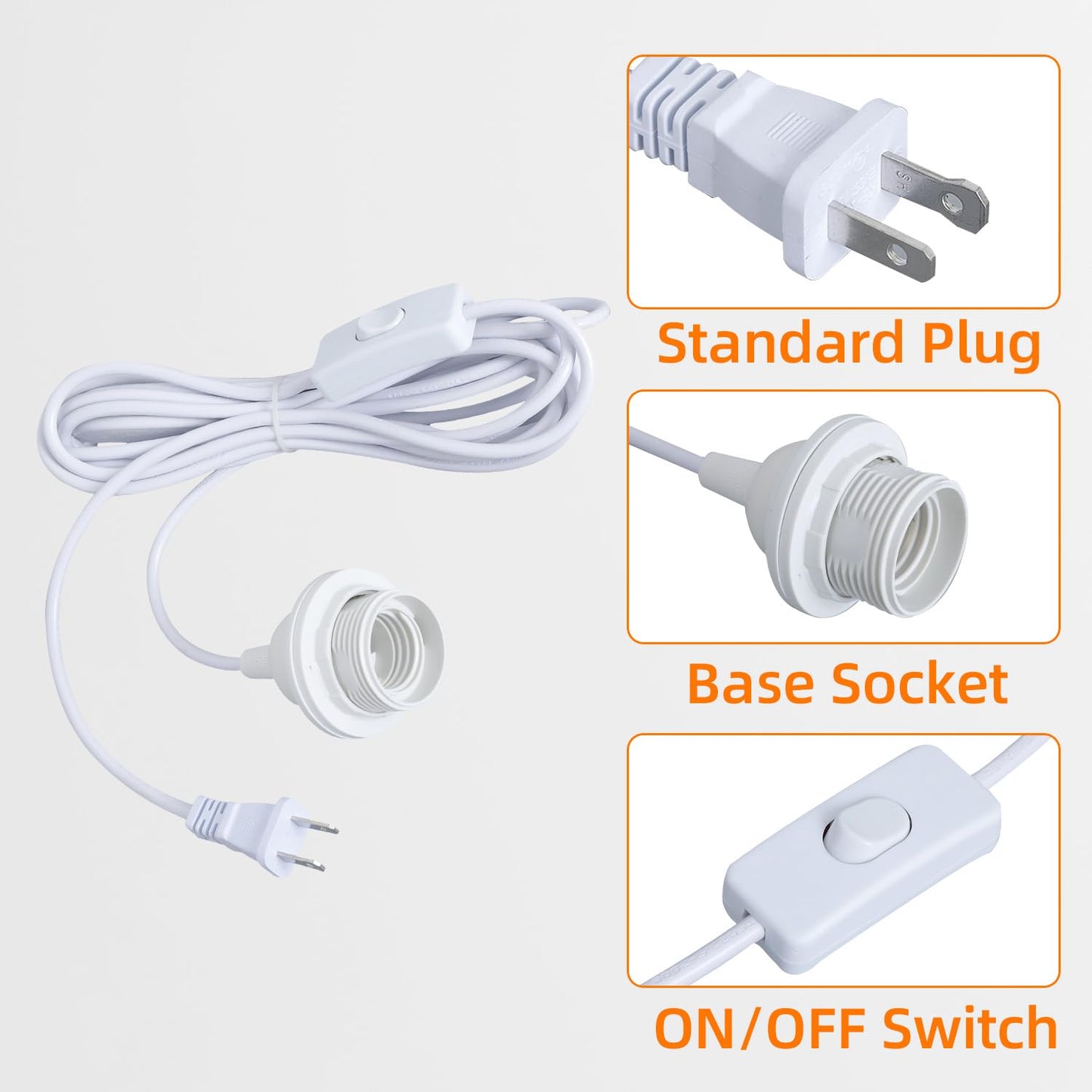 2 Pack Hanging Light Cord, 16FT E26 Plug in Pendant Light Cord with ONOFF Switch, Hanging Light Kit Light Socket Hanging Paper Lantern Light