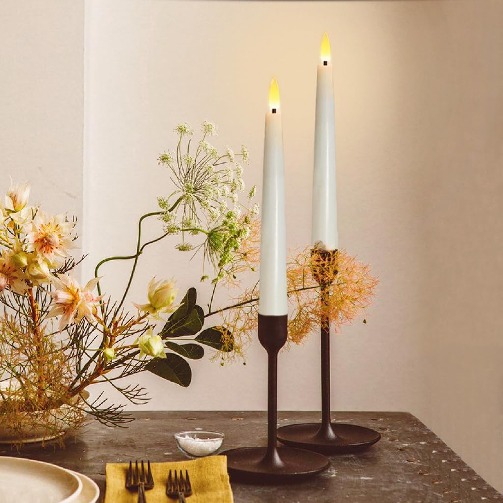 FREEPOWER Flameless Taper Candles with Remote Timer, 9.84'’Real Wax LED Candlesticks Battery Operated 3D Flickering Realistic,6PCS Tall Candle for Wedding,Party,Christmas,Home Decor (White)