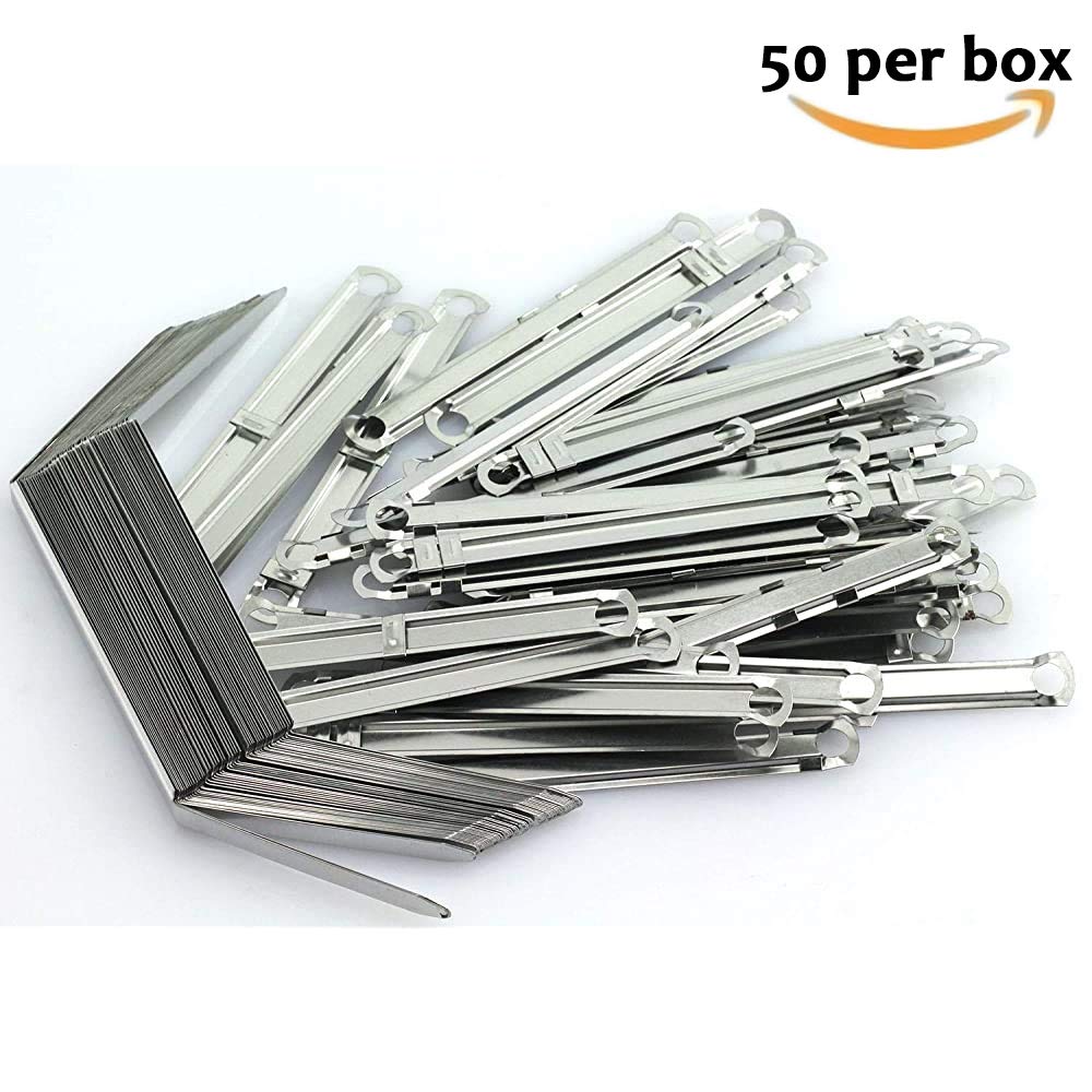 Prong Paper Fasteners 2" Capacity, 250 Pack Premium Metal - OLYMPX Complete Set with Compressor, 2.75" Base for File Folders, 5 Boxes (50 Each), Made in USA
