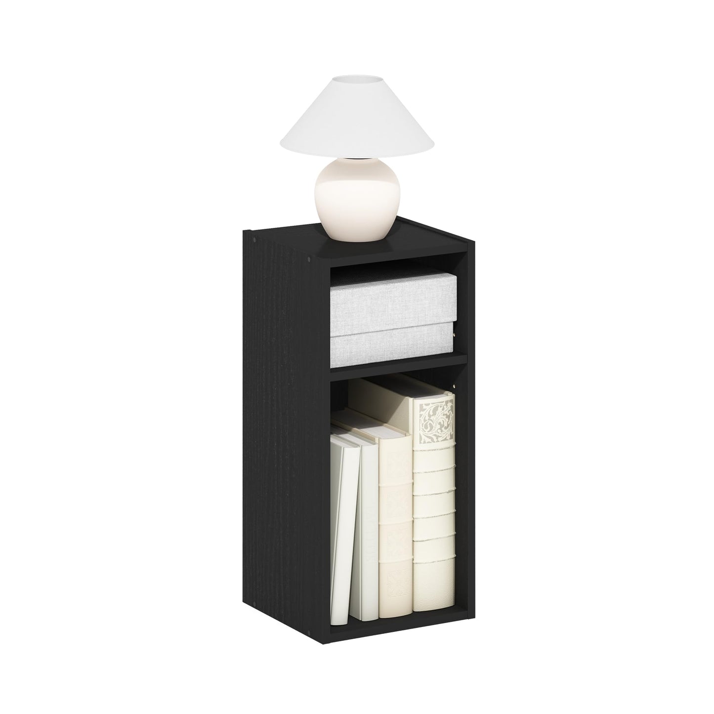 Furinno Fulda Book Shelf, 2-Tier Narrow Bookshelf, Bookcase with 10-in Width Storage Shelf, 9.3 x 9.8 x 21.2, for Living Room, Bedroom, Home Office, Darkwood