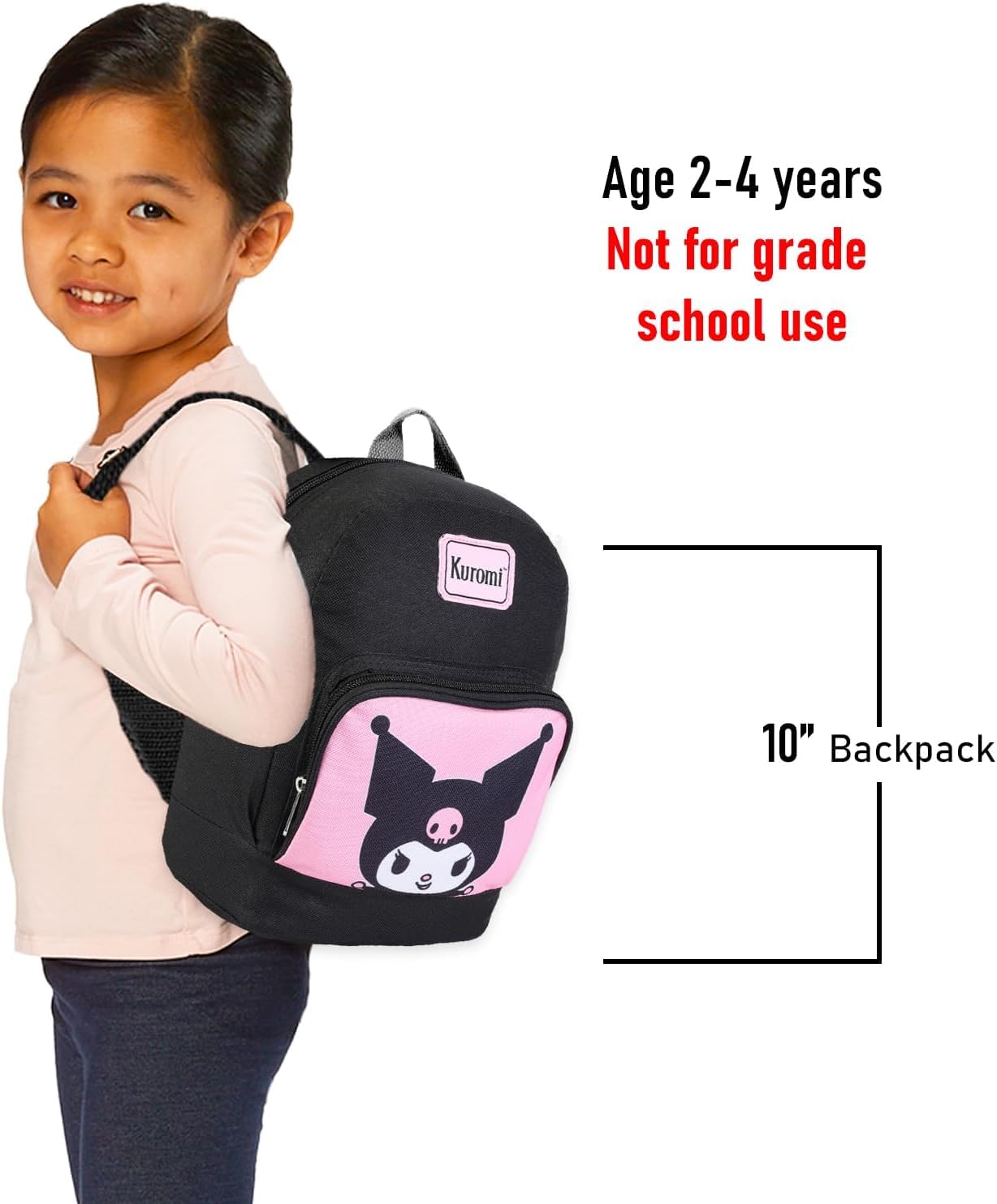 SANRIO Kuromi Mini Backpack with Wallet Set - Bundle with 10 Woven Backpack with Front Pocket and Card Organizer for Women | Kuromi Travel Bag Set
