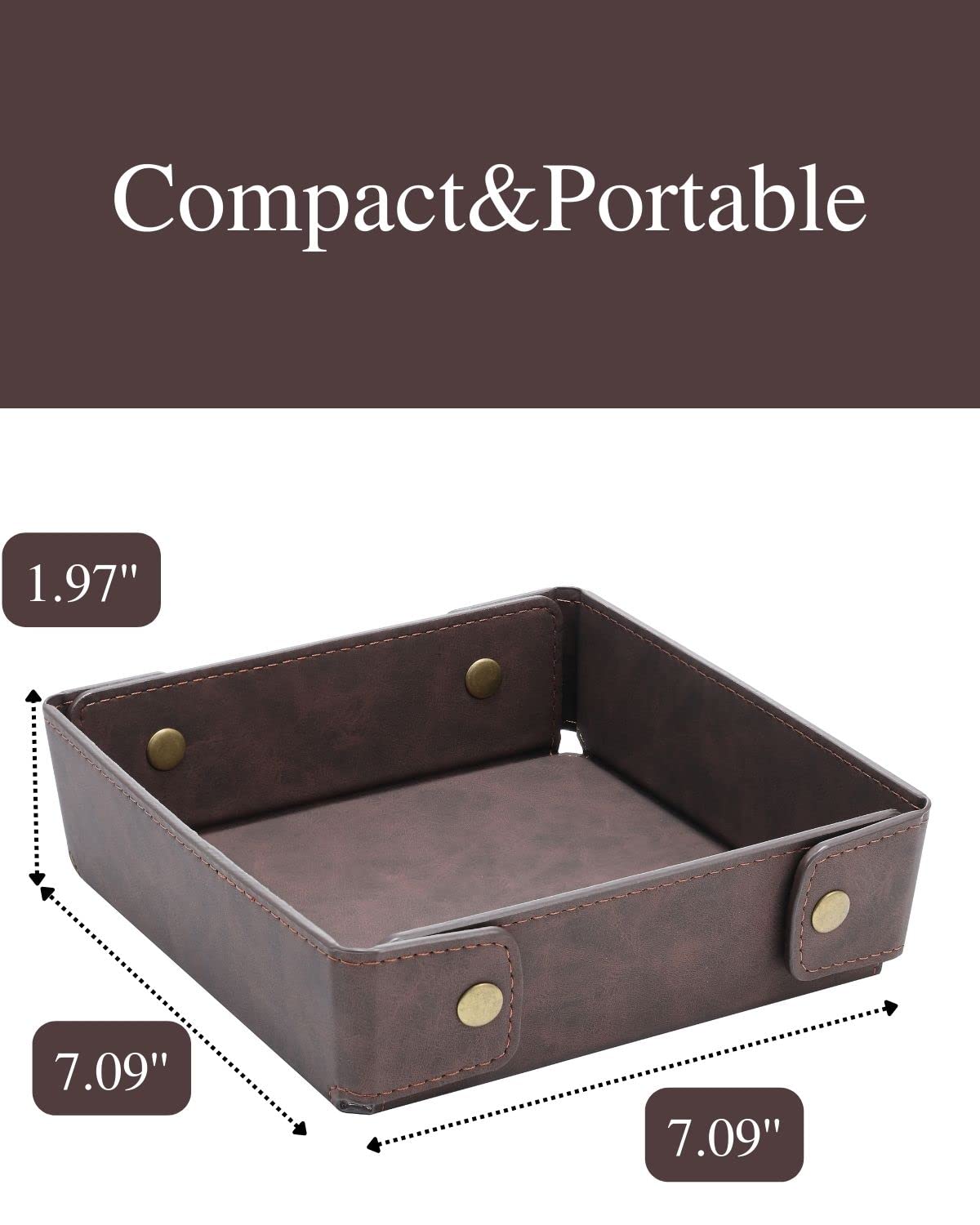 CASIRENA Faux Leather Valet Tray Organizer for Men - Catch-All Tray for Entryway Table Key, Wallet, Watch, Coin Change, Phone, Dresser EDC Dump Jewelry, Bedside Nightstand Desk-top