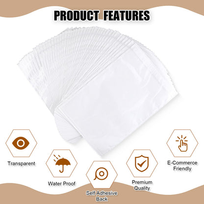 Cholemy 200 Pcs 9.5 x 12 in Clear Packing Slip Pouches Shipping Label Sleeves Adhesive Packing List Pockets Envelopes Mailing Protectors Slip Envelope Pouches Holders Cover Enclosed Bag
