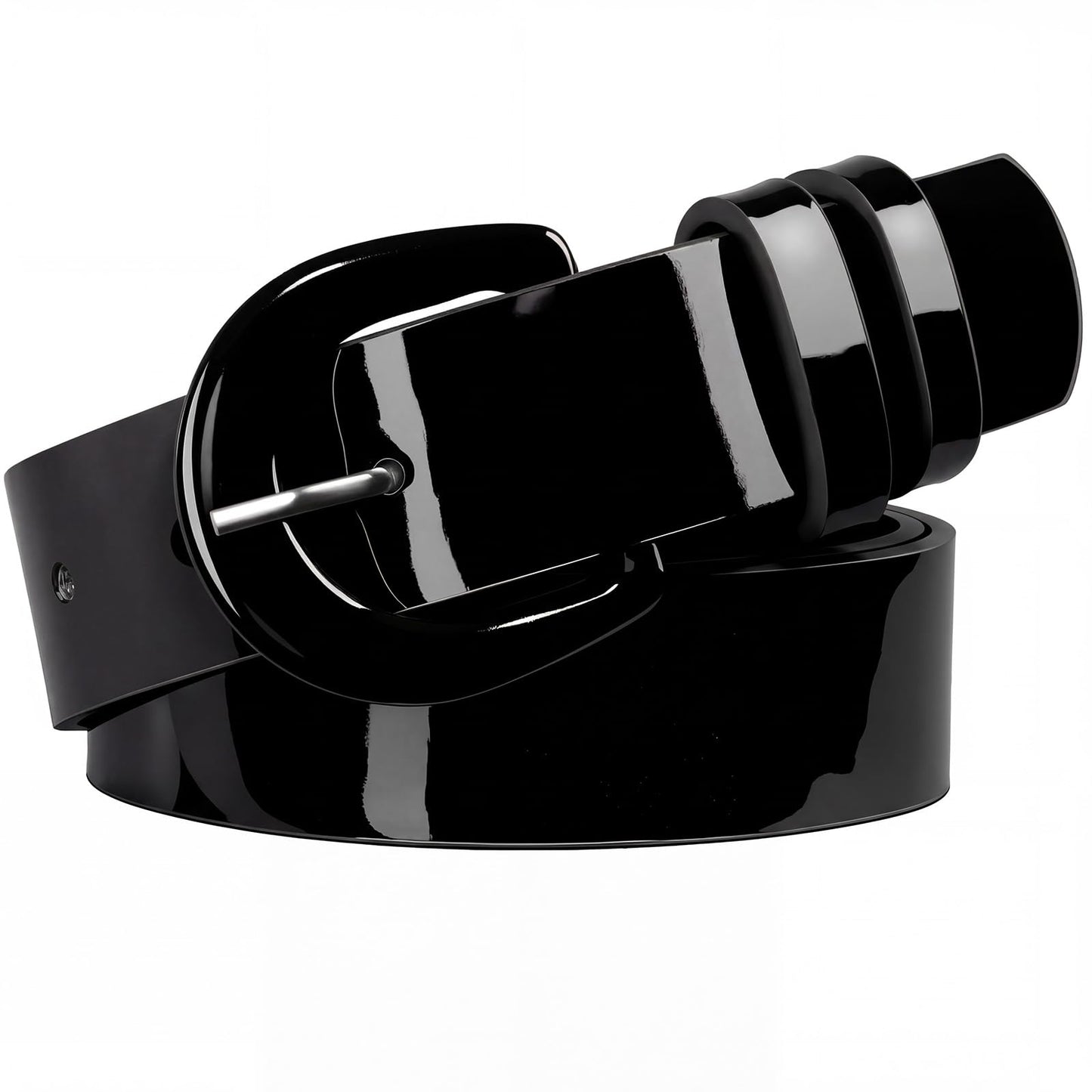 JASGOOD Women Patent Leather Belt for Jeans Pants Vintage 50s Women Belt for Dress,Black