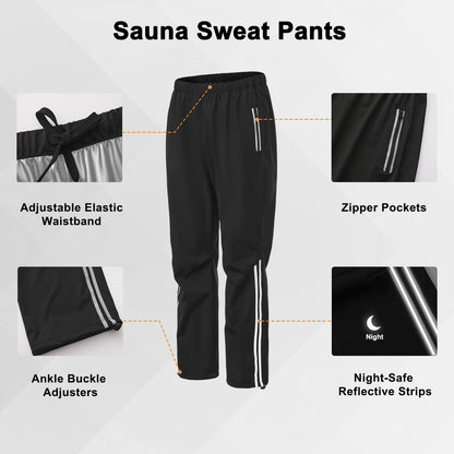 Donason Men's Sauna Suit Full Body Sweat Suit with Hood for Weight Loss Durable Jacket and Pants for Gym Workout Body Shaper Heat-Trapping Fitness Shapewear Long Sleeve Tracksuit with Zipper