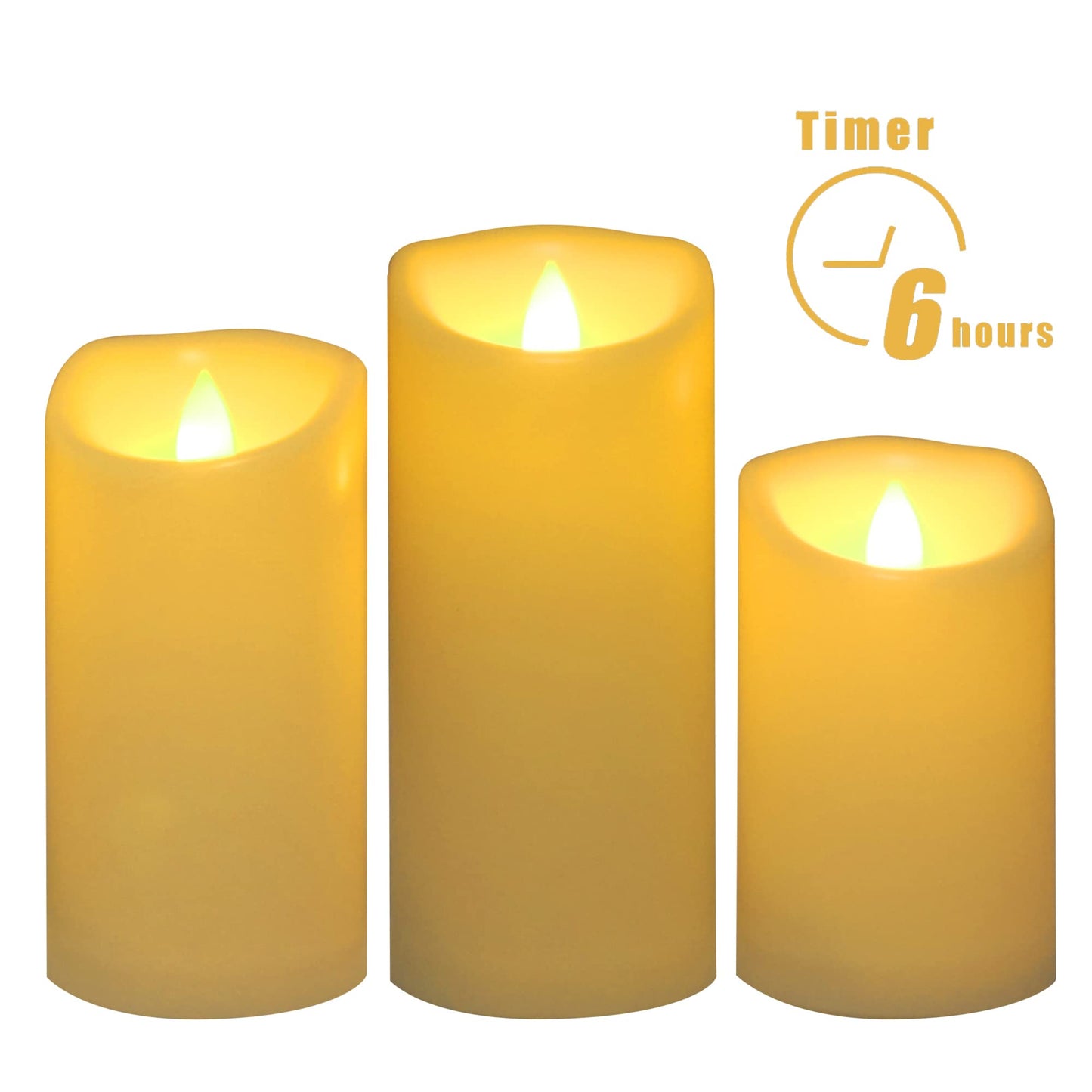 CANDLE CHOICE Waterproof Outdoor Battery Operated Flameless Pillar Candles with Timer Realistic Flickering Plastic Fake Electric LED Lights for Lantern Garden Wedding Christmas Decorations 3 Pack