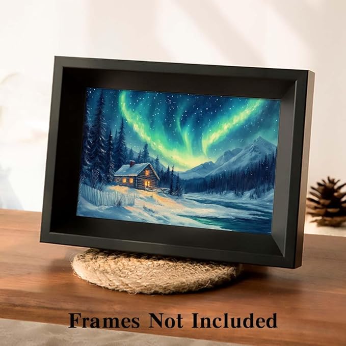 Yesad Aurora Wall Art, Landscape Canvas Wall Art Aurora Borealis Painting Nature Pictures Scenery Prints Poster Wall Décor for Cabin Living Room Bedroom Farmhouse Décor (Unframed,30”x20”, Aurora)