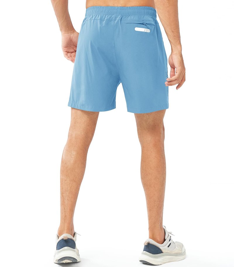 NORTHYARD Men's Athletic Running Shorts Gym Workout 7"/9"/5" Quick Dry Lightweight Sports Basketball Tennis 3 Zipper Pockets SKYBLUE-5inch M