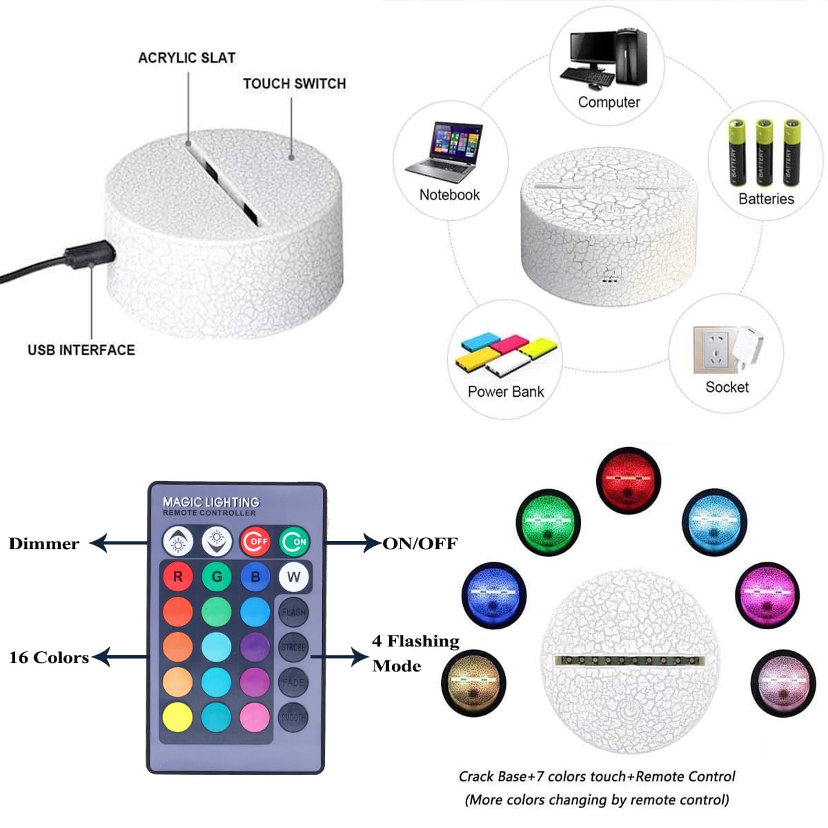 POSSHE Dental Gifts, 3D Tooth Night Light, 3D Illusion Lamp, 16 Colors Changing, Remote Control, Dimmable, Living Room Decoration, Xmas Tooth Model Gifts