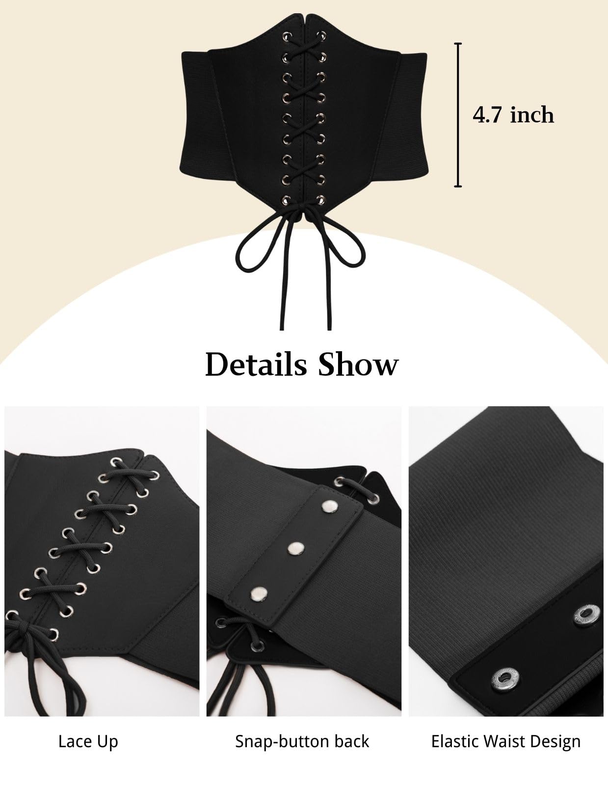 Scarlet Darkness Women Black Belt for Dress Wide Elastic Belt Stretch Corset Belts Black S