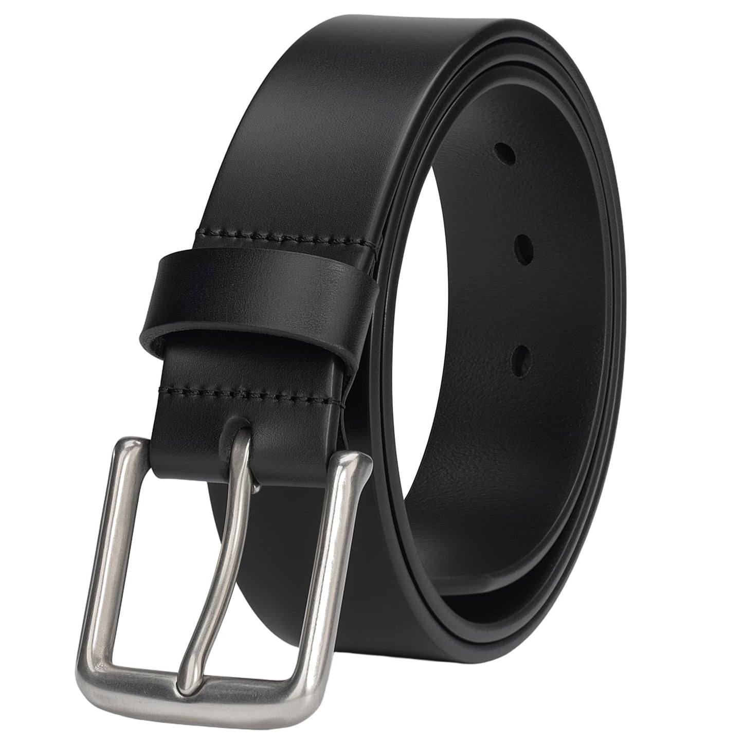 wolksprong Mens Heavy Duty Full Grain Leather Belt - 1 1/2 Italian Genuine Leather with Sturdy Buckle for Jeans Casual Pants