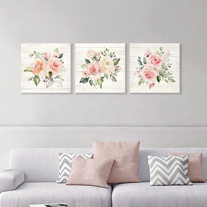 Hardy Gallery Nature Picture Floral Arts Paintings: Bloom Antique Roses Bouquet Graphic Artwork Print on Wrapped Canvas For Walls
