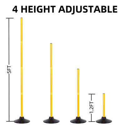 Desyeryamimi 5 FT Agility Training Poles for Soccer/Dog/Horse,Adjustable Football Basketball Speed and Agility Training Equipment,Set of 4/6 with Round Rubber Base (6)