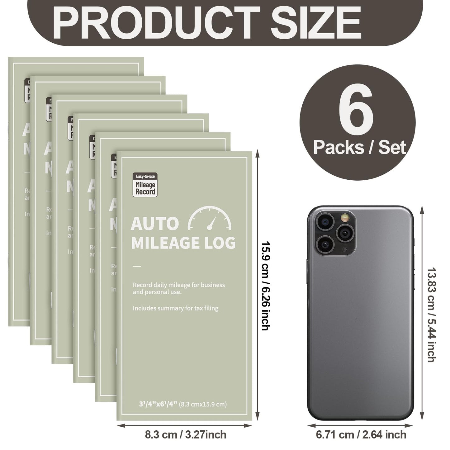 Marspark 6 Pcs Vehicle Mileage Log Book for Car Auto Mileage Tracker Notebook Daily Small Gas Expense Record Log Book 6. 3 x 3. 3 Inch Vehicle Journal Business Bookkeeping for Driving, 32 Pages Each