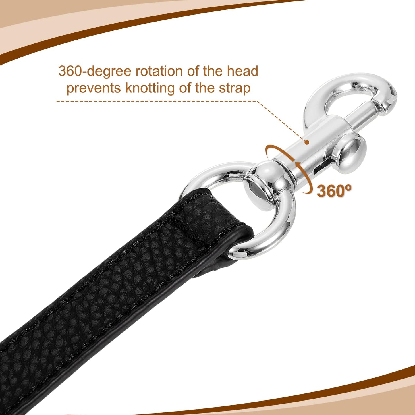 uxcell 14.17 Inch PU Leather Short Bag Strap with Clasp, Purse Handles Handbags Replacement Straps for Clutch Bag Underarm Bags, Black, Silver Buckle
