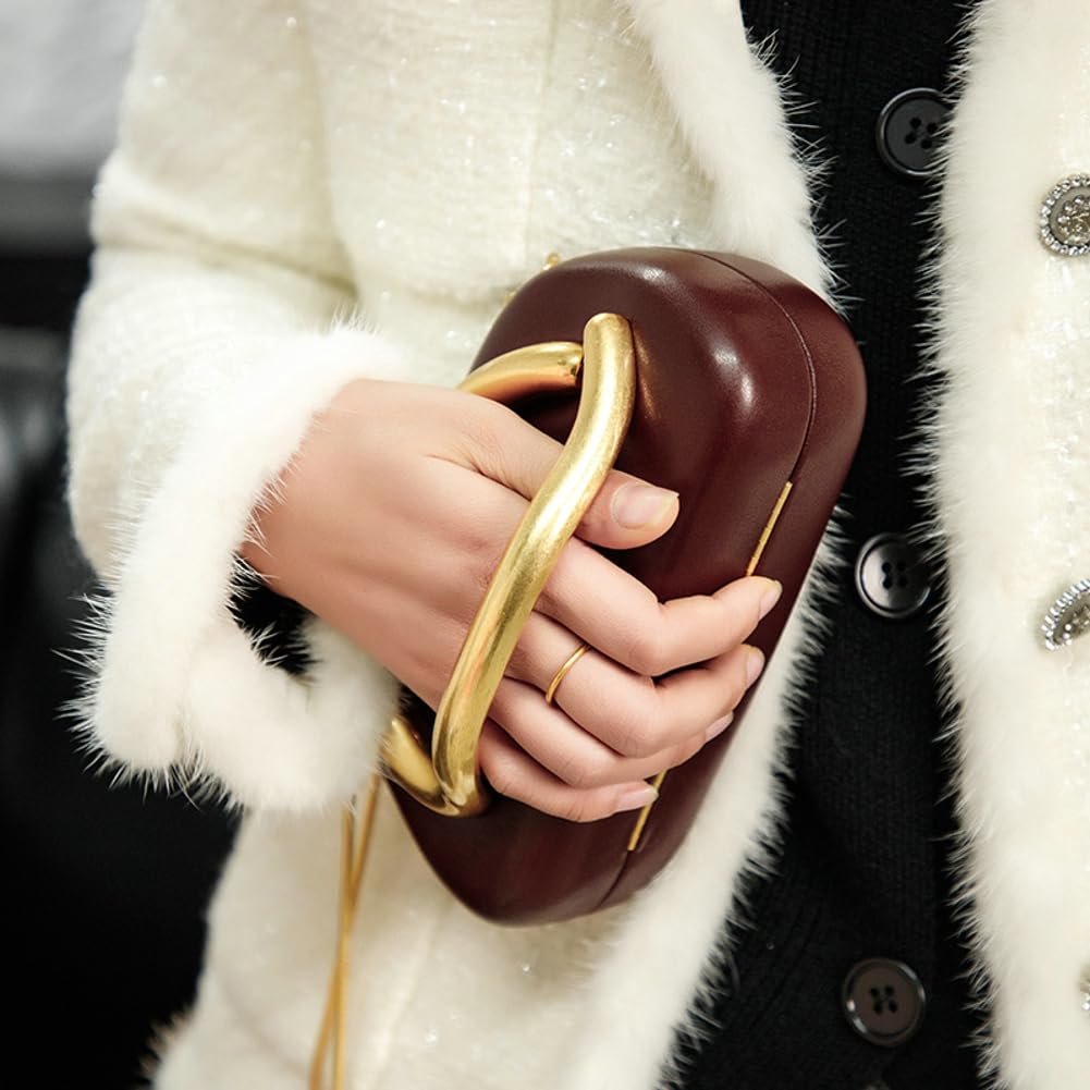 Caissip Women PU Leather Evening Handbags with Chain Trendy Crossbody Metal Decoration Shoulder Bag Causal Clutch Purse 2026