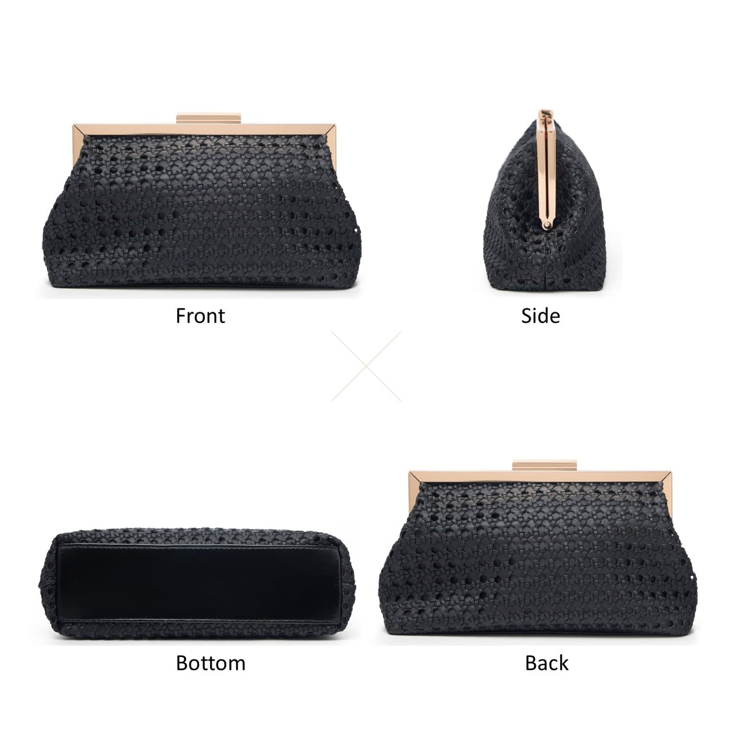 DETARA Woven Evening Bag Clutch Purses for Women Fashion PU Leather Crossbody Purse for Wedding Party and Prom (Black 2026)