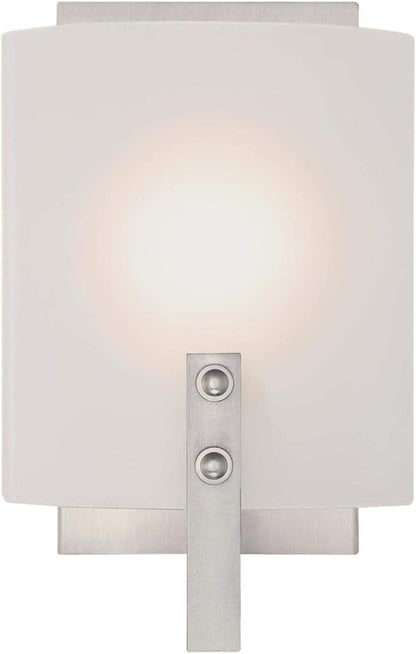 Westinghouse 6369500 Enzo James One Indoor Fixture, Finish Wall Sconce, 1-Light, Brushed Nickel Frosted Glass