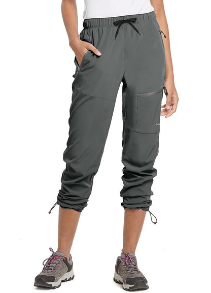 baleaf Women's Hiking Pants Quick Dry Water Resistant Lightweight Joggers Pant for All Seasons Elastic Waist Steel Gray Size XL