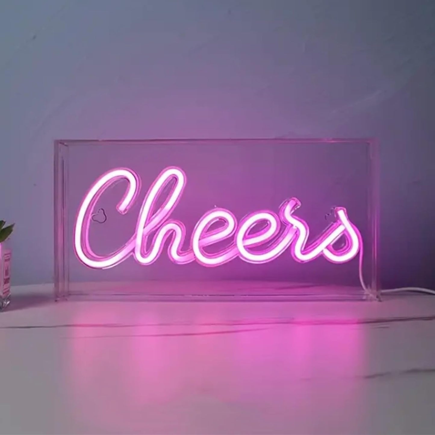Cheers Neon Light,3D Countertop Standable LED Cheers Pink Neon Sign Decorative Letter Light Sign for Wedding Birthday Graduation Sports Party,Lighting Accessories for Bar Cart, 11.8x5.9x1.85in