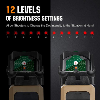ohhunt Red Dot Sight 2 MOA Reticle Mini Shake Awake Optics 12 Brightness Adjustment (Red Dot)