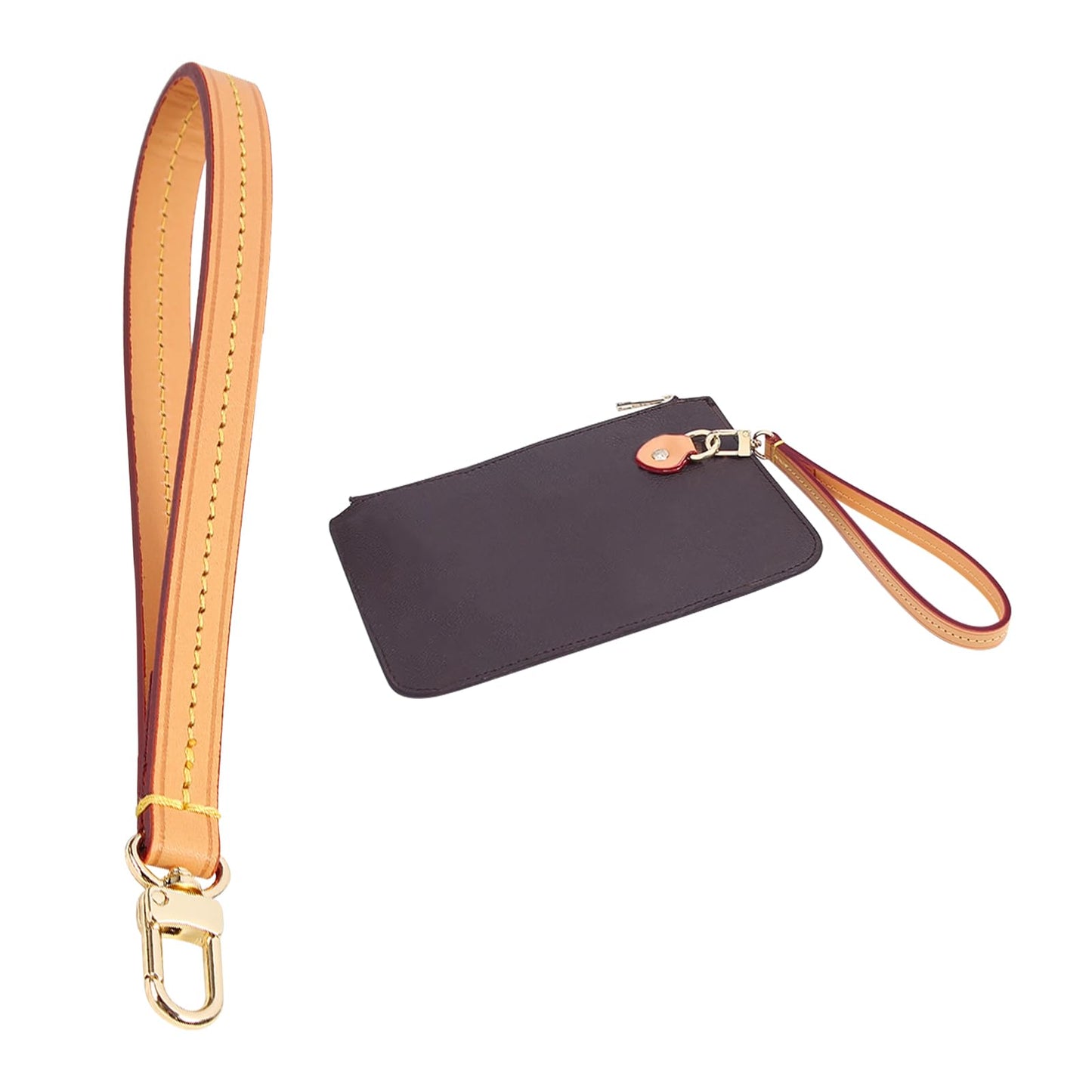 jiesinlov Purse Hand Wrist Strap,Vachetta Leather Replacement Wristlet Keychain Strap for Clutch Bag(Width:0.43in&Length:8.5in-Beeswax)