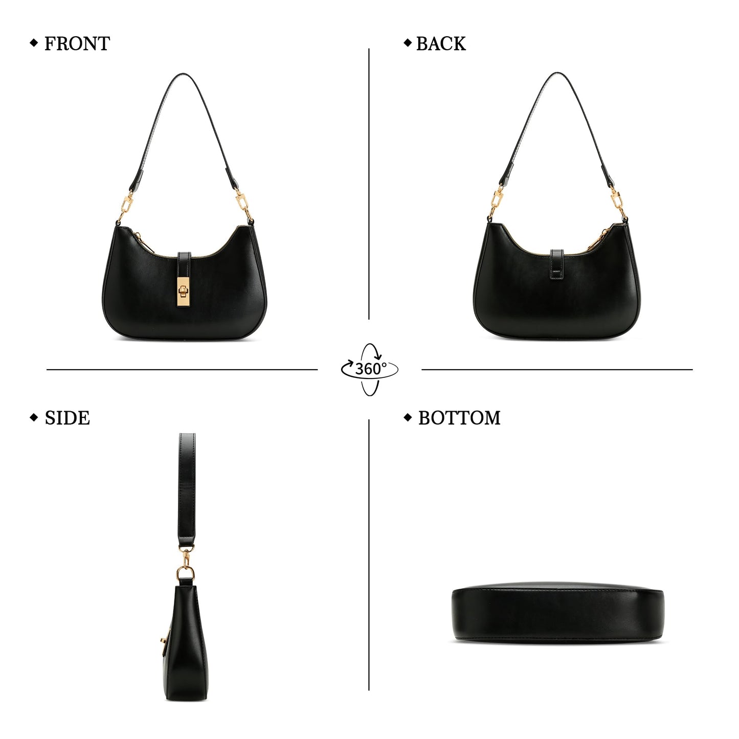KKXIU Shoulder Bag for Women Cute Hobo Handbag and Vegan Leather Retro Small Clutch Purse with Zipper Closure