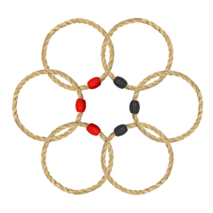 6 Pack Sisal Rope Ring Toss Game Replacement Parts for Adults and Kids, Outdoor Toss Rings for Agility Practice and Speed Game and Yard Games and Lawn Games for Party (Red and Black)
