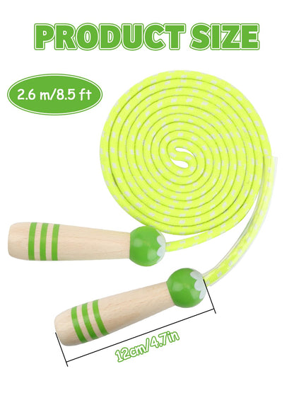 Jump Rope for Kids, Lorvain Adjustable Skipping Rope, Kids Jump Ropes with Wooden Handle for Girls Boys, Weighted Jumping Ropes for Fitness Workout Exercise Outdoor Fun Activity