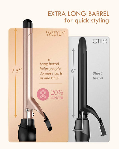Large Curling Iron 2 Inch, Ceramic Long Barrel Hair Curling Wand, Hair Styling Tool, Dual Voltage, LCD Display, Black