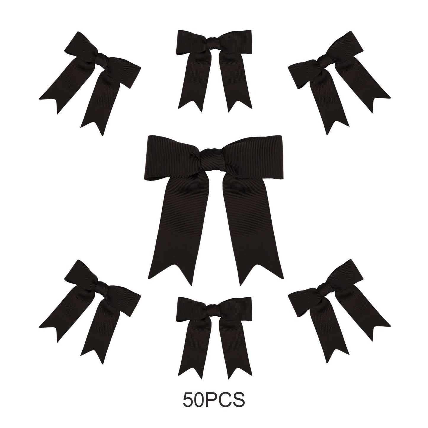 Meseey 50 Pcs 3 Inches Black Grosgrain Ribbon Twist Tie Bow Pretied Premade Craft Bows for Treat Bags Gift Wrapping Basket Wedding Baby Shower Brithday Valentine's Day Christmas Party