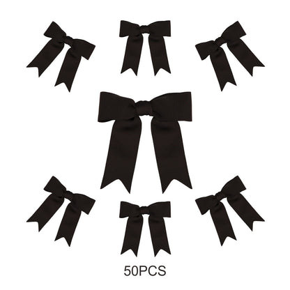Meseey 50 Pcs 3 Inches Black Grosgrain Ribbon Twist Tie Bow Pretied Premade Craft Bows for Treat Bags Gift Wrapping Basket Wedding Baby Shower Brithday Valentine's Day Christmas Party