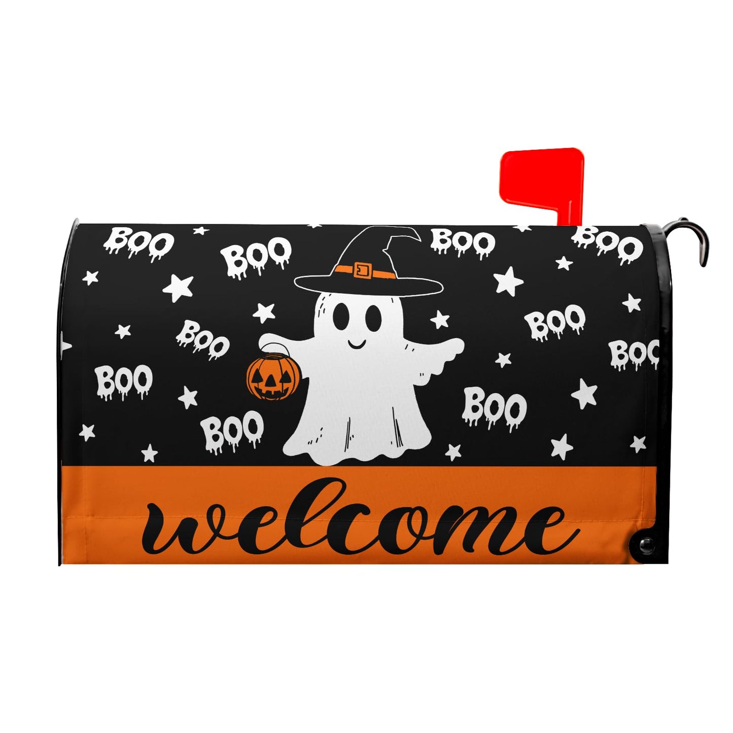 Halloween Ghost Boo Mailbox Cover Magnetic Large Size 25.5 x 21 Inch Halloween Pumpkin Mail Box Covers Fall Mailbox Wraps Welcome Letter Post Box Decoration for Home Garden Yard Outdoor Outside