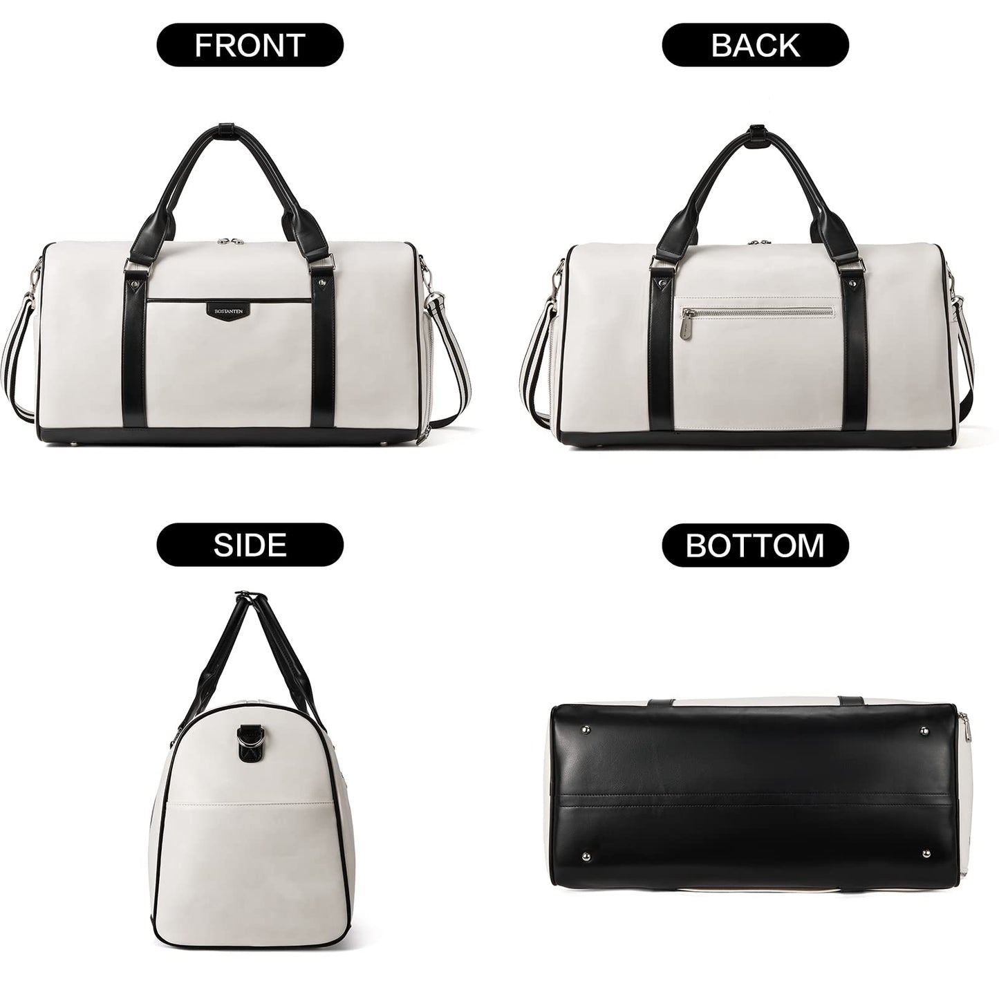 BOSTANTEN Weekender Bags for Women Leather Duffle Large Travel Bag Carry On Duffel with Shoe Compartment