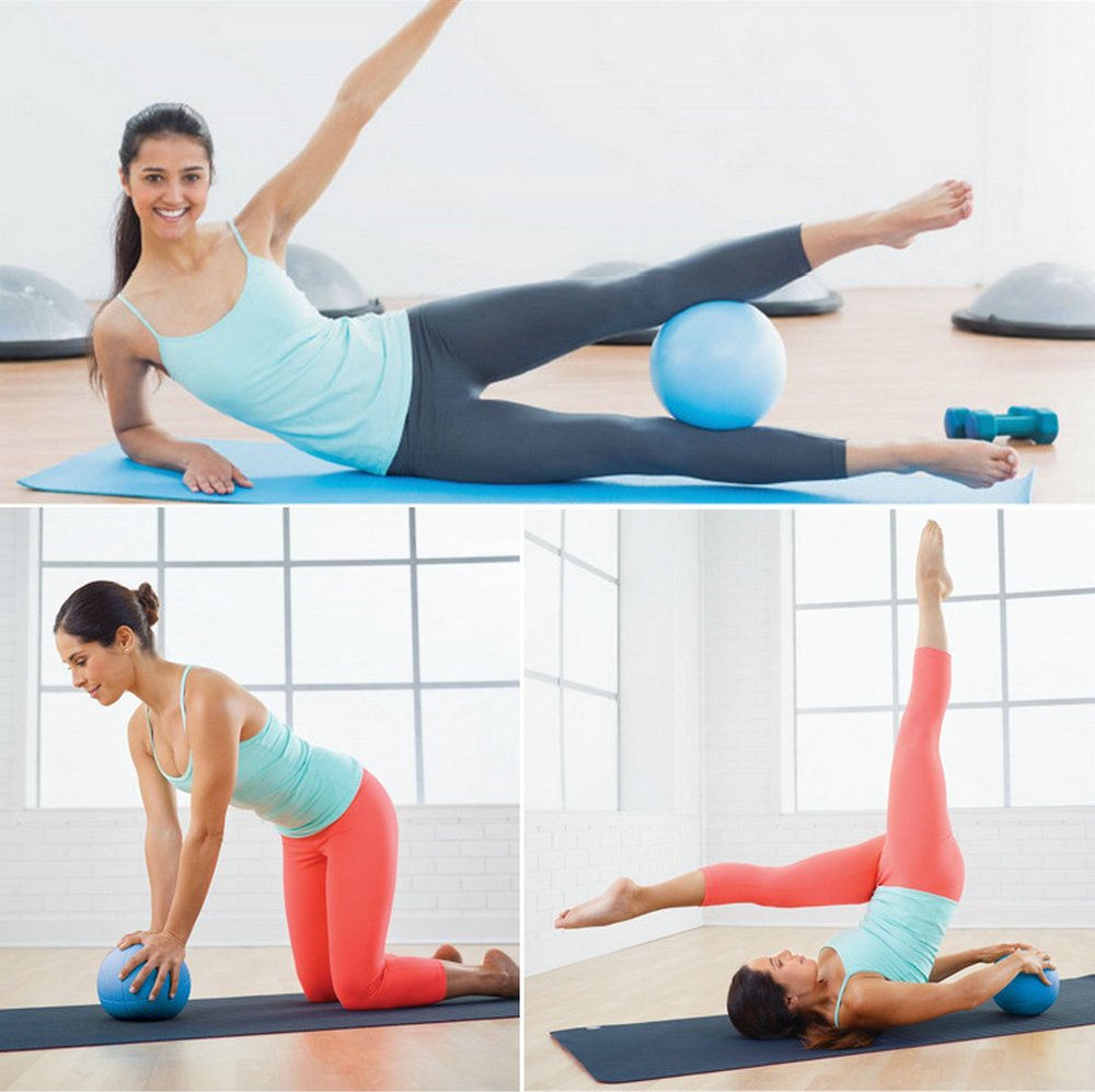 Comkit Mini Yoga Pilates Ball 10 Inch for Stability Exercise Training Gym Anti Burst and Slip Resistant Balls with Inflatable Straw (Blue)