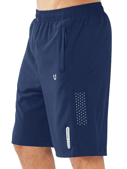 NORTHYARD Men's Athletic Running Shorts Gym Workout 7"/9"/5" Quick Dry Lightweight Sports Basketball Tennis 3 Zipper Pockets DARKBLUE-9inch M